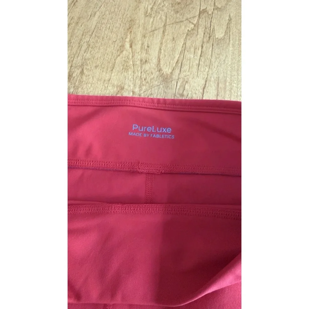 Fabletics PureLuxe High Rise Red Ankle Leggings Women's XS Stretch Elastic Waist
